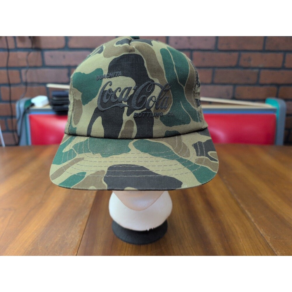 Vintage Rare Ouachita Coca Cola Bottling Co. Frog Camo Trucker Hat YoungAn Snap